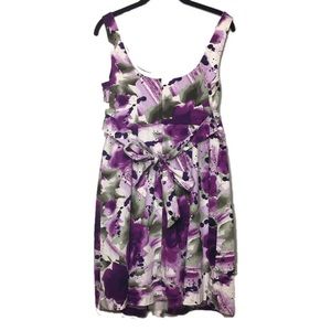 BCX Tie Back Summer Dress Sz 11 Purple and Green